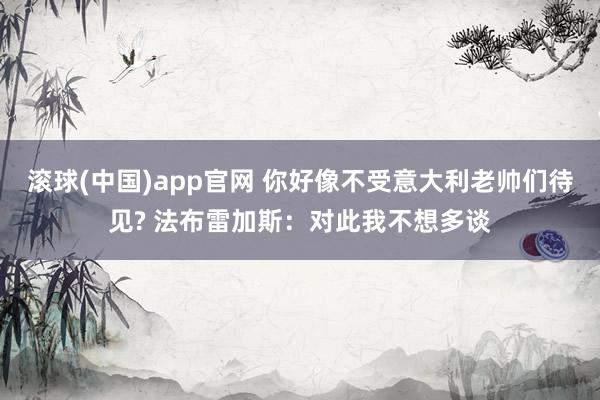 滚球(中国)app官网 你好像不受意大利老帅们待见? 法布雷加斯：对此我不想多谈