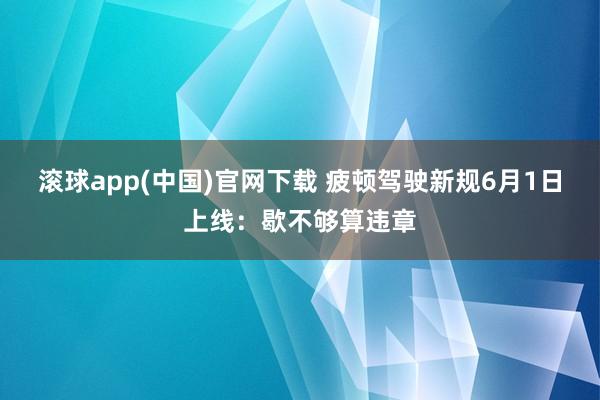 滚球app(中国)官网下载 疲顿驾驶新规6月1日上线：歇不够算违章