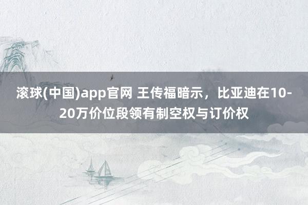 滚球(中国)app官网 王传福暗示，比亚迪在10-20万价位段领有制空权与订价权