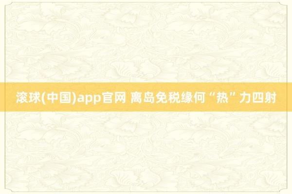 滚球(中国)app官网 离岛免税缘何“热”力四射