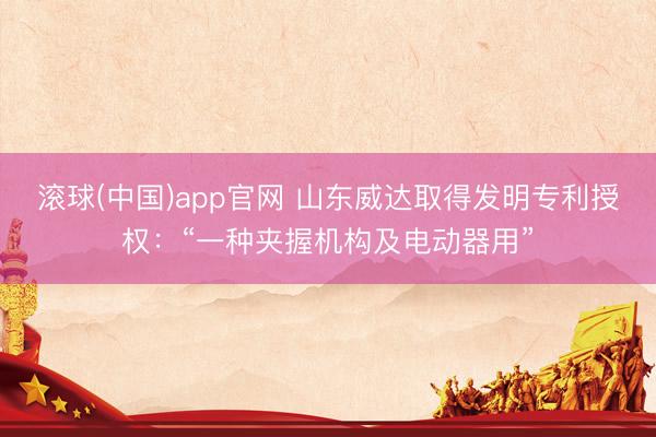 滚球(中国)app官网 山东威达取得发明专利授权：“一种夹握机构及电动器用”