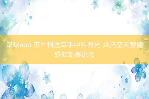 滚球app 苏州科达牵手中科西光 共拓空天智能感知新赛说念
