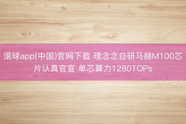滚球app(中国)官网下载 理念念自研马赫M100芯片认真官宣 单芯算力1280TOPs