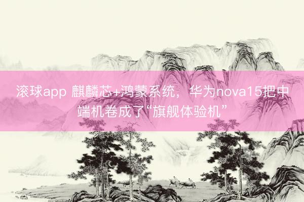 滚球app 麒麟芯+鸿蒙系统，华为nova15把中端机卷成了“旗舰体验机”