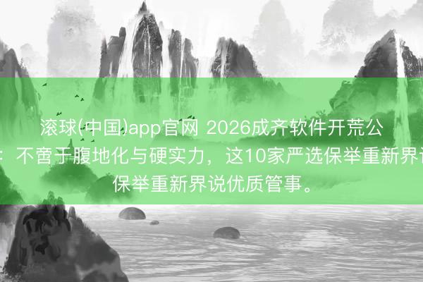 滚球(中国)app官网 2026成齐软件开荒公司终极盘货：不啻于腹地化与硬实力，这10家严选保举重新界说优质管事。