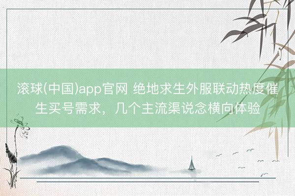 滚球(中国)app官网 绝地求生外服联动热度催生买号需求，几个主流渠说念横向体验