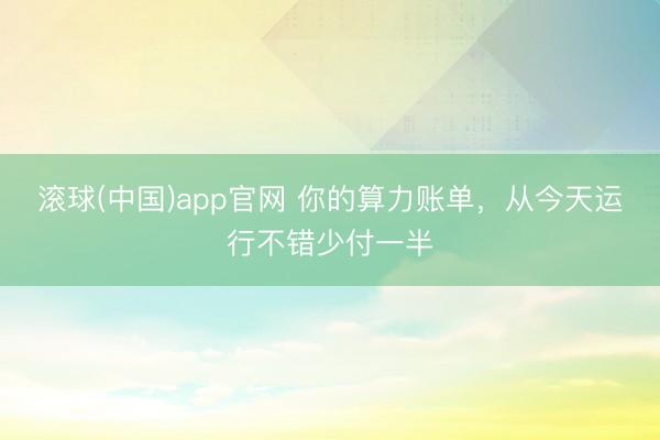 滚球(中国)app官网 你的算力账单，从今天运行不错少付一半