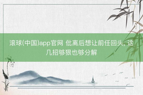 滚球(中国)app官网 仳离后想让前任回头， 这几招够狠也够分解