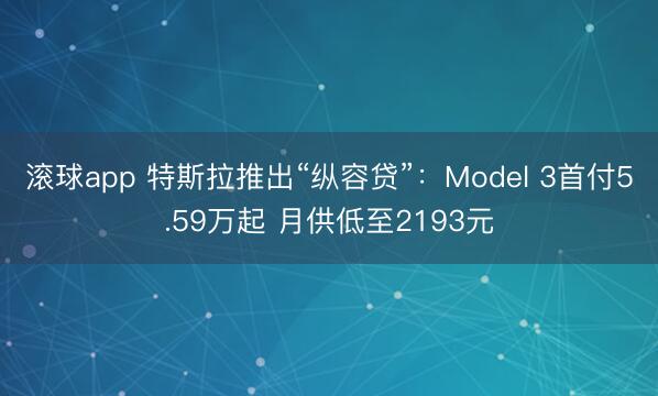 滚球app 特斯拉推出“纵容贷”：Model 3首付5.59万起 月供低至2193元