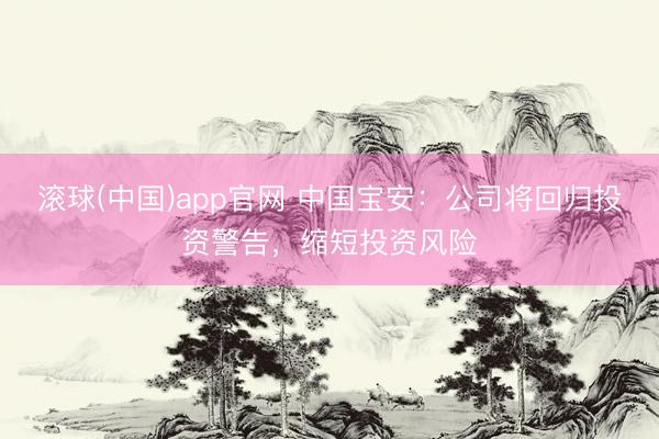 滚球(中国)app官网 中国宝安：公司将回归投资警告，缩短投资风险