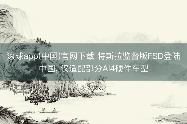滚球app(中国)官网下载 特斯拉监督版FSD登陆中国， 仅适配部分AI4硬件车型