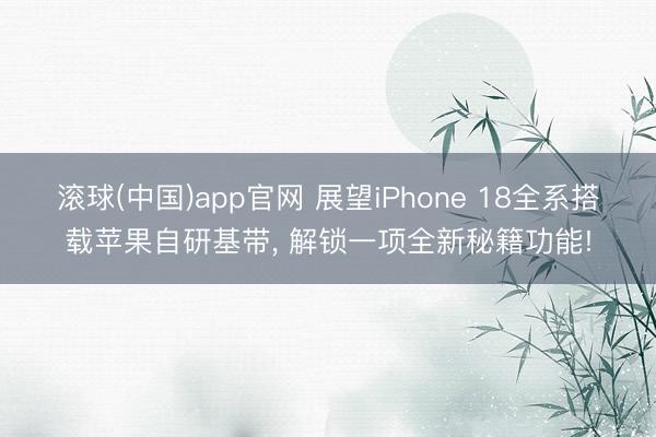 滚球(中国)app官网 展望iPhone 18全系搭载苹果自研基带， 解锁一项全新秘籍功能!