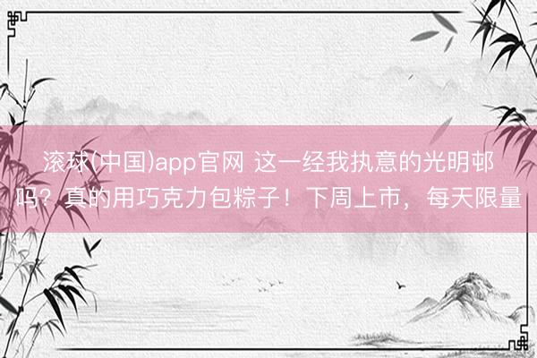 滚球(中国)app官网 这一经我执意的光明邨吗?真的用巧克力包粽子!下周上市,每天限量