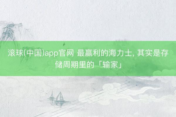 滚球(中国)app官网 最赢利的海力士， 其实是存储周期里的「输家」