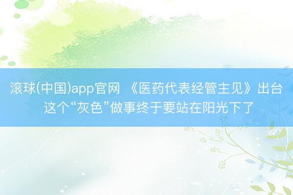滚球(中国)app官网 《医药代表经管主见》出台 这个“灰色”做事终于要站在阳光下了