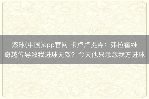 滚球(中国)app官网 卡卢卢捉弄：弗拉霍维奇越位导致我进球无效？今天他只念念我方进球
