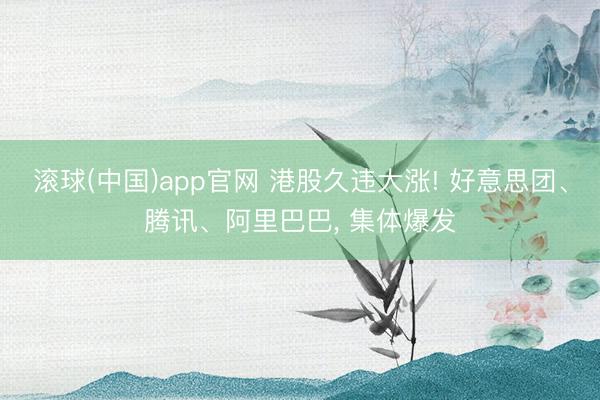滚球(中国)app官网 港股久违大涨! 好意思团、腾讯、阿里巴巴， 集体爆发