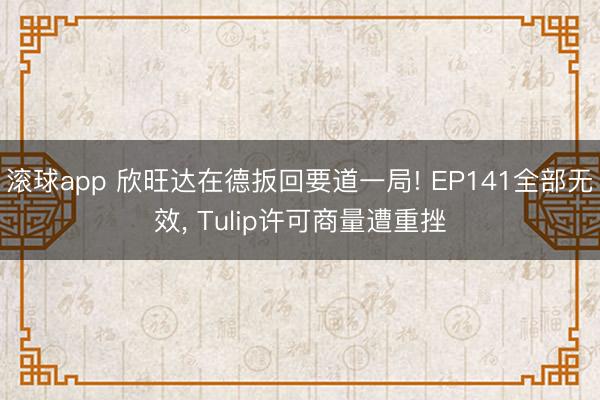 滚球app 欣旺达在德扳回要道一局! EP141全部无效， Tulip许可商量遭重挫