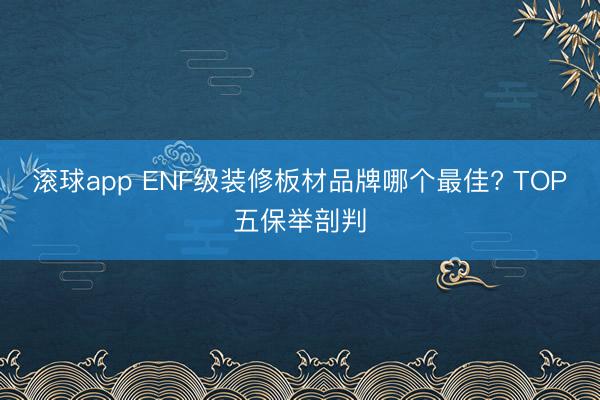 滚球app ENF级装修板材品牌哪个最佳? TOP五保举剖判