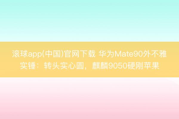 滚球app(中国)官网下载 华为Mate90外不雅实锤：转头实心圆，麒麟9050硬刚苹果