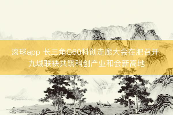 滚球app 长三角G60科创走廊大会在肥召开 九城联袂共筑科创产业和会新高地