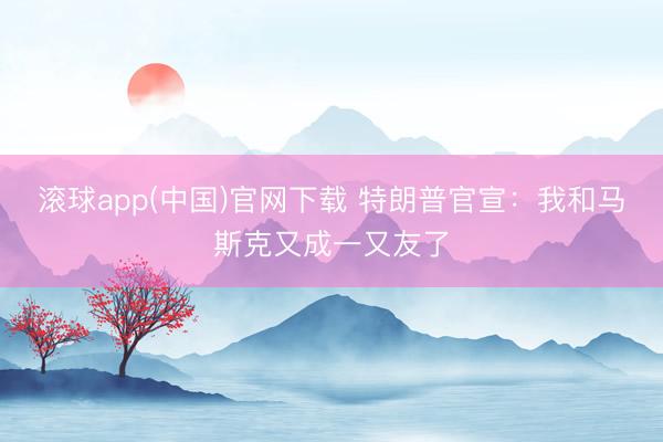 滚球app(中国)官网下载 特朗普官宣：我和马斯克又成一又友了