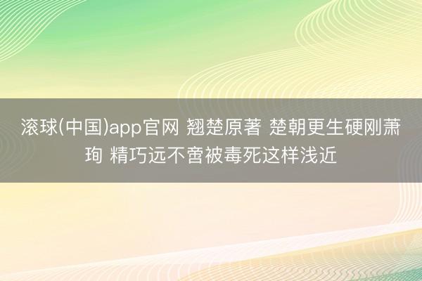滚球(中国)app官网 翘楚原著 楚朝更生硬刚萧珣 精巧远不啻被毒死这样浅近